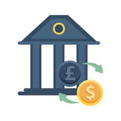 dollar and sterling pound coins icons