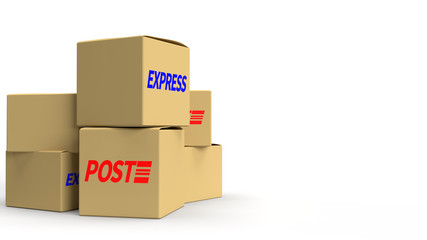 Postal boxes on white background  3d rendering for delivery content.