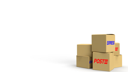 Postal boxes on white background  3d rendering for delivery content.
