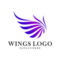 Luxury Wings Logo Design Vector Template. Icon Symbol. Illustration