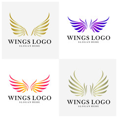 Set of Luxury Wings Logo Design Vector Template. Icon Symbol. Illustration