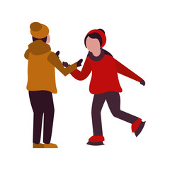 young boys with winter clothes and skates