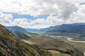 landscape with mountains and clouds