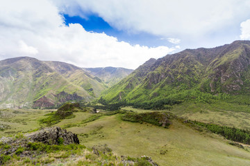 landscape with mountains and clouds