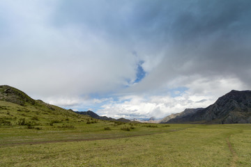 landscape with mountains and clouds