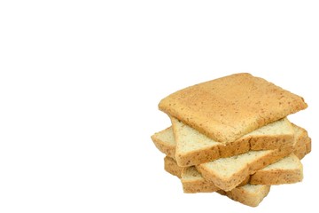 toast wheat bread sliced isolated on white background,some white bread slices pile up on white background,Sliced white bread,Slices of wheat bread isolated on white,Whole wheat bread and sandwich brea