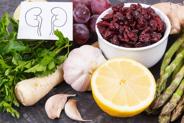 Natural food for healthy kidneys. Nutritious eating containing vitamins