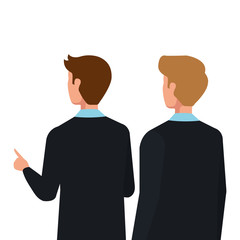 back businessmen elegant avatar character icon vector illustration design