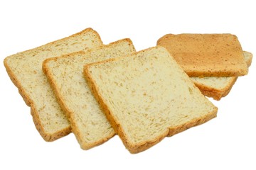 toast wheat bread sliced isolated on white background,some white bread slices pile up on white background,Sliced white bread,Slices of wheat bread isolated on white,Whole wheat bread and sandwich brea