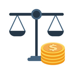 equality balance with coins dollars