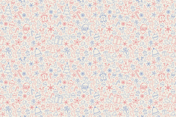 Beautiful Christmas pattern with festive icons. Seamless texture. Vector