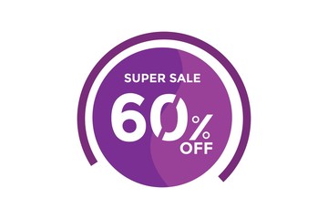 60% Discount Icon, Sale of Special Offers and Discount Gradient Banner Template Vector Design