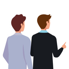 back businessmen elegant avatar character icon vector illustration design
