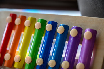 Rainbow multicolored xylophone row of bars 