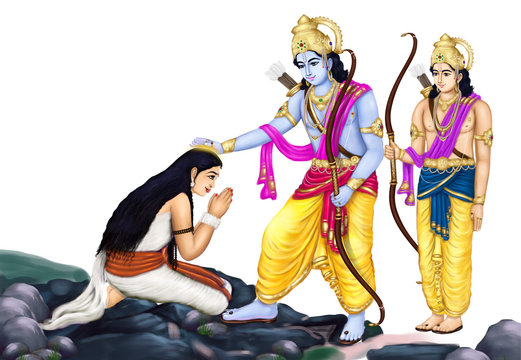 Lord Rama with Seeta and Lakshmana