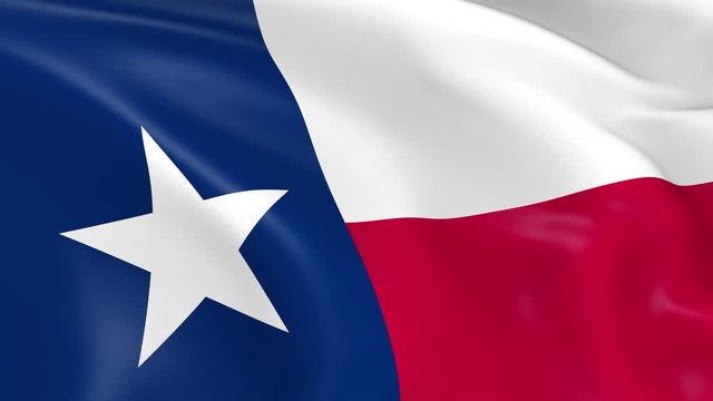 Photo realistic slow motion 4KHD flag of the US State of Texas waving in the wind.  Seamless loop animation with highly detailed fabric texture in 4K resolution.