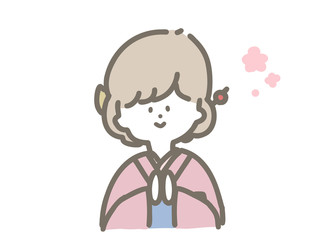 A girl wearing a kimono with a palm-1