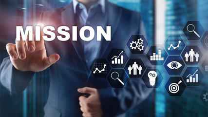 Finacial success chart concept on virtual screen. Abstract business background. Mission business concept.