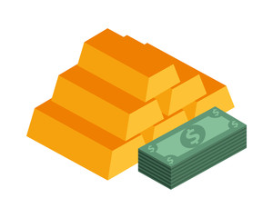 gold bullion pyramid isolated icon