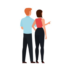 back business couple elegant avatar character vector illustration design