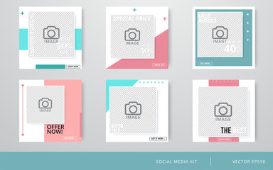 Editable Post Template Social Media Banners for Digital Marketing. Promo Brand Fashion. Stories. Streaming. Vector illustration