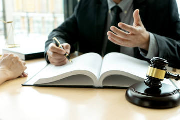 law firm concept, Lawyer or judge gavel with balance
