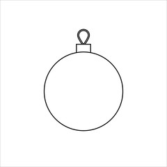 Christmas outline ball isolated on a white background. Decorative element for the winter holidays. Minimalistic Christmas decoration. Vector New Year's toy base