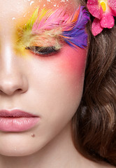 Naklejka premium Woman with fashion feather eyelashes make-up