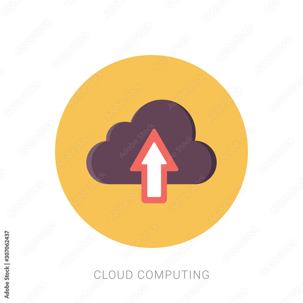 Poster upload on cloud vector icon with flat style