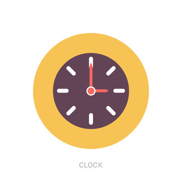 Analog clock flat vector icon. Symbol of time management