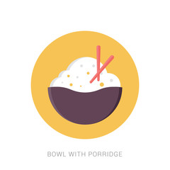 Bowl with porridge vector flat icon