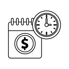 calendar with dollar symbol and watch