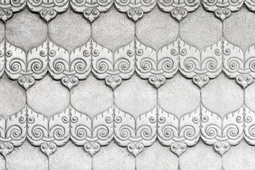 Silver carving pattern. Silver carving art on the walls temple in Thailand.
