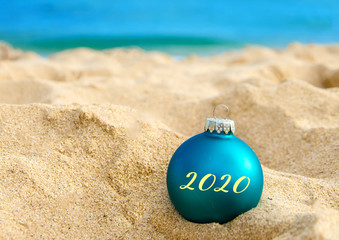 Tropical beach 2020 New Year background