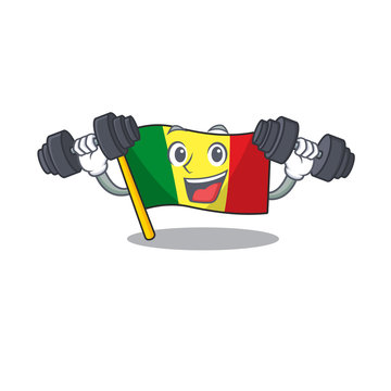 recommend clip art: Fitness exercise flag mali cartoon character holding barbells
