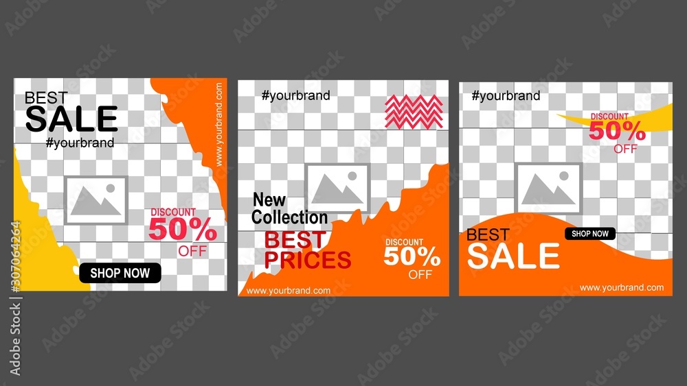 Canvas Prints set of editable square banner for adversiter template. editable banner for social media post, web an