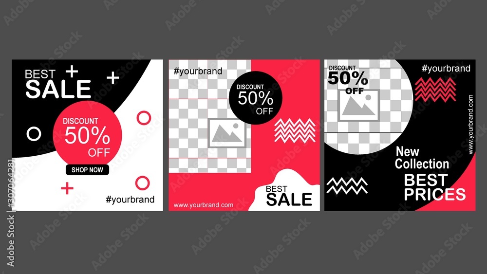 Canvas Prints set of editable square banner for adversiter template. editable banner for social media post, web an