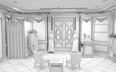 shopping mall, interior visualization, 3D illustration