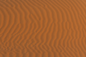 Close up of the wide ripples of the sand dunes in the beautiful sunshine in the United Arab Emirates.