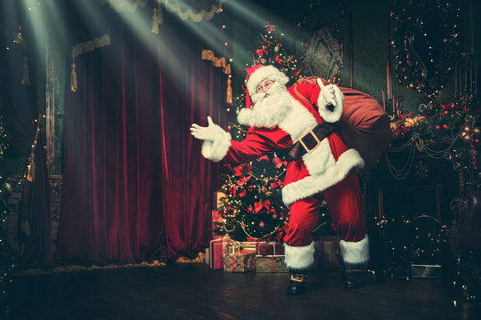 on stage Santa Claus