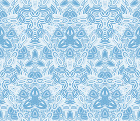 Blue kaleidoscope seamless pattern, background. Composed of abstract shapes. Useful as design element for texture and artistic compositions. - 307065481
