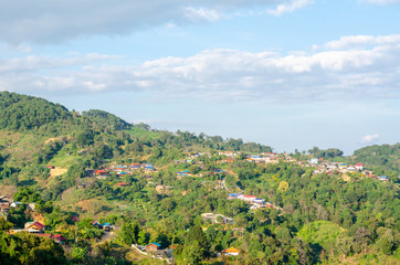 Obraz premium A rural village located in the mountains in Thailand