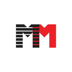 letter mm stripes motion shadow logo vector