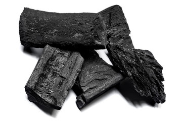 Natural black charcoal from old tree. High wood energy coal for warm in the winter or for household.