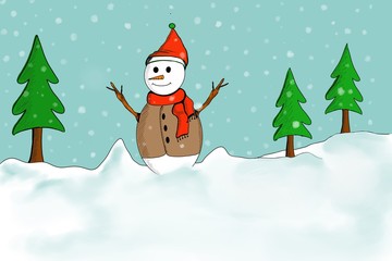 Winter  concept with Snow man 