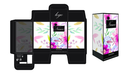 Packaging design, perfume luxury box design template and mock up box. Illustration vector.