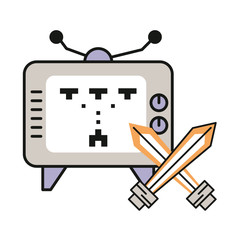 old tv with video game