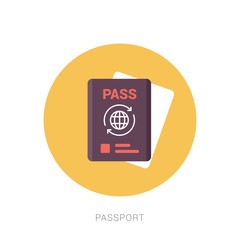 Passport with tickets. Air travel concept. Flat Design citizenship ID for traveler isolated.