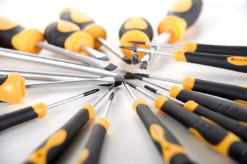 set of screwdrivers on white background