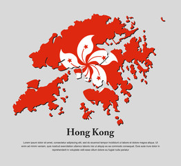 Vector map Hong Kong region China flag template
